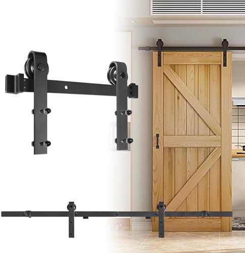 ROSEJANE 183cm Schiebetür Komplettset Schwarz Schiebetürbeschlag Set Schiebetür Schiene Kohlenstoffstahl Schiebetürsystem