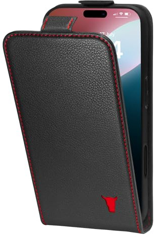 TORRO Flip Case Compatible with iPhone 16 – Premium Leather Wallet Case with Card Slots (Compatible with Official MagSafe Chargers) - Black