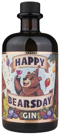 Happy Bearsday Gin | mit fruchtigen Botanicals aus Beeren | schönes Gin Geschenk zum Geburtstag & besondere Anlässe | 500ml 40% Vol.