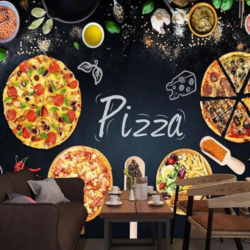 MIXUEXUNLU Mural Wallpaper 3D Pizza Shop Blackboard Wall Painting Restaurant Cafe Background Wallpaper Modern Home Decoration Poster
