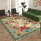 Sedefen Teppich Grün 120x160 cm Kurzflor Blumen Boho Rutschfester Waschbarer Flauschig Teppich Wohnzimmer Schlafzimmer Kinderzimmer Küche