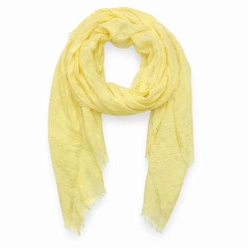 Ziona Sciarpa estiva da donna, sottile, tinta unita, tinta unita, tinta unita, tinta unita, con frange sottili, giallo., XXL