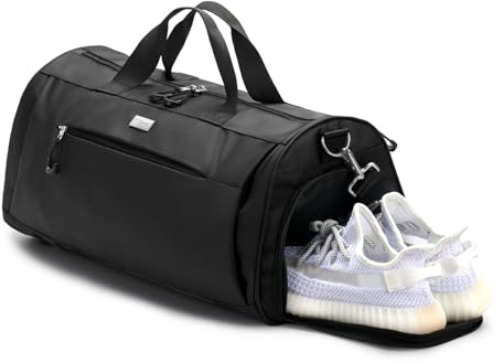 TOPDesign Gym Bag for Women & Men, Unisex Duffel Bag with Shoe Compartment & Wet Pocket for Travel Sports Gym (M Black)