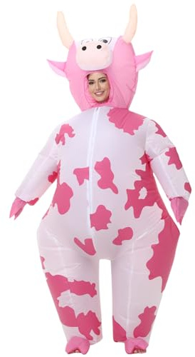Arokibui Inflatable Cow Costume Blow up Costume Cosplay Party Festival Halloween Parade Carnival Suit Jumpsuit