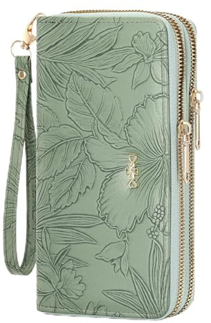 BellaBlend Geldbörse für Frauen Clutch Double Zip Credit Card Holder Leather Ladies Wallet Large Capacity