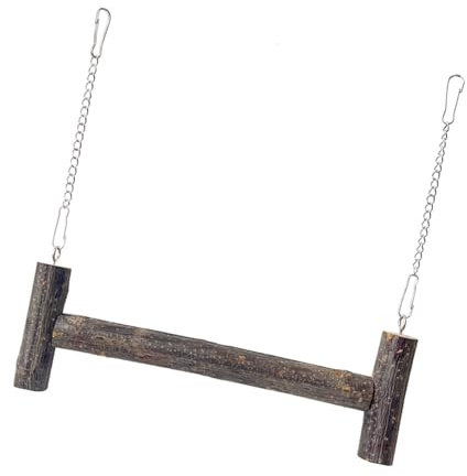 Juguete de balancín para mascotas pequeñas, percha de madera, cadena de metal, juguete de ejercicio para pájaros, hámsteres, jaula, entretenimiento, fuerte columpio para pájaros al aire libre