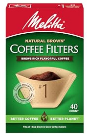 Melitta #1 Cone Coffee Filters, Unbleached Natural Brown, 40 Count (Pack of 12) 480 Total Filters Count - Packaging May Vary