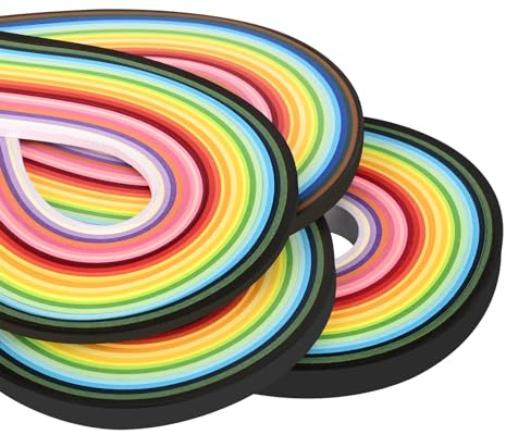 YURROAD Quilling Paper Set, 4 Size Paper Quilling Strips with 3mm/5mm/7mm/10mm x 54cm Length, 720 Strips, 36 Colors, Quilling Set for Beginner Adults DIY Quilling Artworks Crafts Gifts (4 Packs)