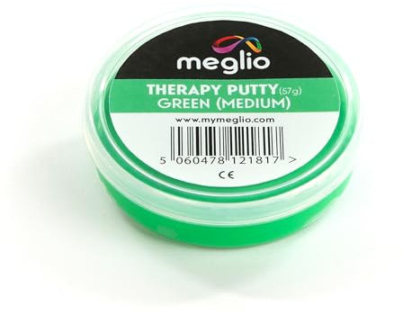 Meglio Therapy Hand Putty 57g - for Hand Exercises Targeting Hand Recovery and Rehabilitation, Strength Training and Stress Relief, Variable Resistive Strength (Green (Medium))