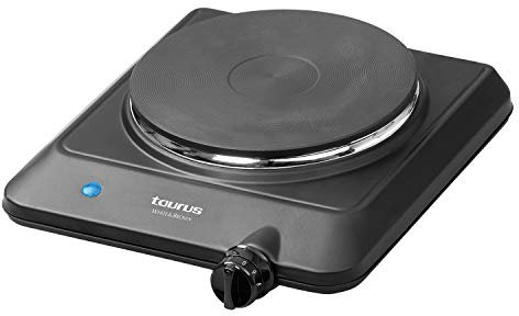 Taurus Volcano uno - Table de cuisson électrique portable 1500W, Diamètre de 18 cm, Température réglable, 9 niveaux, 24.5x28x8.5cm, Noir