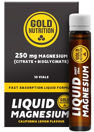 GoldNutrition® Liquid Magnesium - Flüssiges Magnesium mit Vitamin B6 für Muskelstoffwechsel & Sport, 20 x 25 ml Ampullen