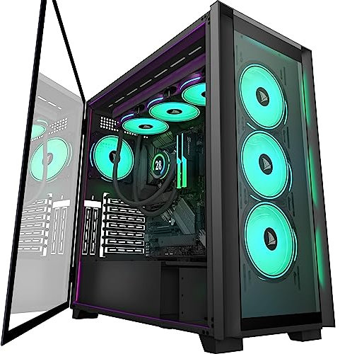 AMANSON ATX PC-fodral Mid-Tower spelfodral härdat glas nät datorfodral