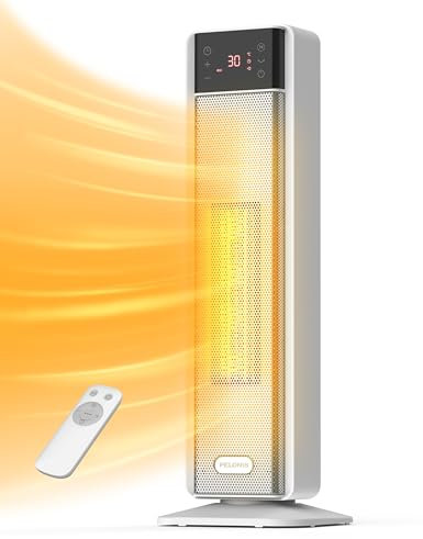 PELONIS Electric Heater, 2000W Energy Efficient Silent Space Portable Heater with 24H Timer, Ceramic Room Fan Heaters for Home with 75° Oscillation Thermostat and Tip-Over & Overheat Protection