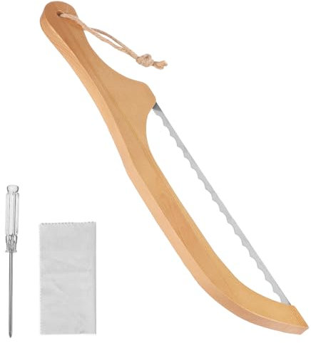 4uds Cuchillo de Arco para Pan Casero, 39,8cm Rebanador de Pan Dentado Acero Inoxidable con Mango Madera Cortador de Sierra de Pan Multiusos para Cortar Panadería Herramienta para Hacer Bagels