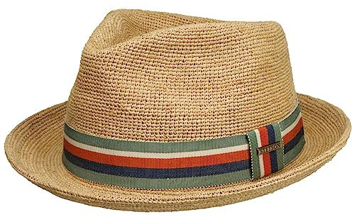 Stetson Chapeau de Raphia Littlefield Player Femme/Homme - d'été en Paille Soleil Printemps-été Été - XXL (62-63 cm) Nature