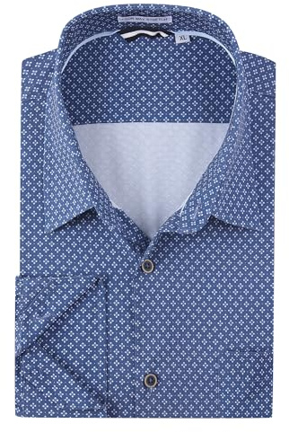 Alex Vando Mens Printed Dress Shirts Long Sleeve Regular Fit Fashion Shirt, Navy Flower, XL