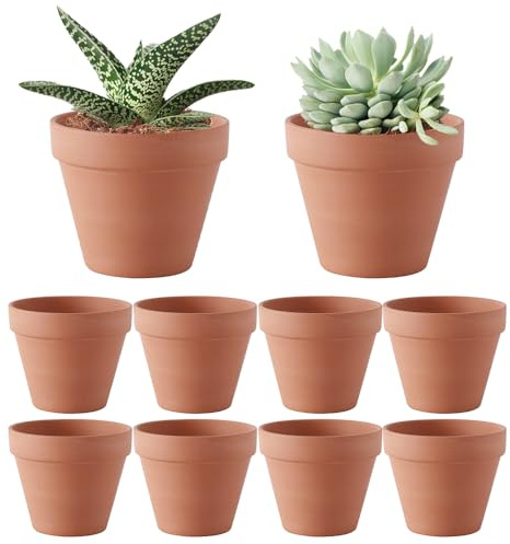 Afenau Maceta Terracota, 10 Piezas 8cm Macetas de Terracota, Mini Macetas de Barro con Agujero de Drenaje, Reutilizable Maceteros de Terracota para la Siembra de Interior y al Aire Libre