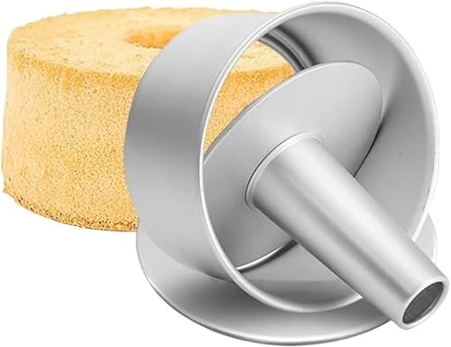 WUWFKUI 20 cm djup chiffong kakform, aluminium rund chiffong tårta avtagbar botten ihålig skorsten kakform gör-det-själv baktårta