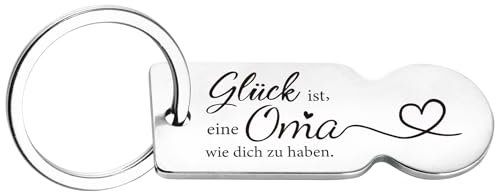 BOOMTOP Geschenk für Oma Opa Schlüsselanhänger Großeltern Geschenk Einkaufswagenlöser Glück ist einen Opa/eine Oma wie dich zu haben Abziehbar Einkaufswagen Chips Weihnachten Silvester Geschenk