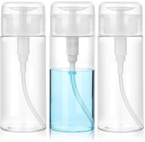 ElevateTech 3 botellas dispensadoras vacías de 175 ml para eliminar esmalte de uñas, dispensadores vacíos, dispensadores de bomba para alcohol, maquillaje, tónico facial, removedor de esmalte de uñas