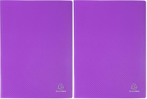 Exacompta - Réf. 88426E - 1 Protège-documents OPAK - 40 pochettes cristal lisse - 80 vues - pour format A4 - dimensions 24 x 32 cm - couverture en polypro semi-rigide - couleur violet (Lot de 2)