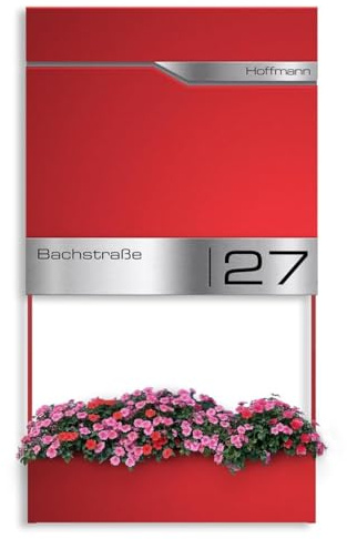 Metzler Briefkasten in Wunschfarbe personalisierbar mit Blumenkasten, Zeitungsfach und Hausnummer – Wandbriefkasten personalisiert Laser Gravur, Postkasten mit Namensschild wasserdicht | Siebert Frame