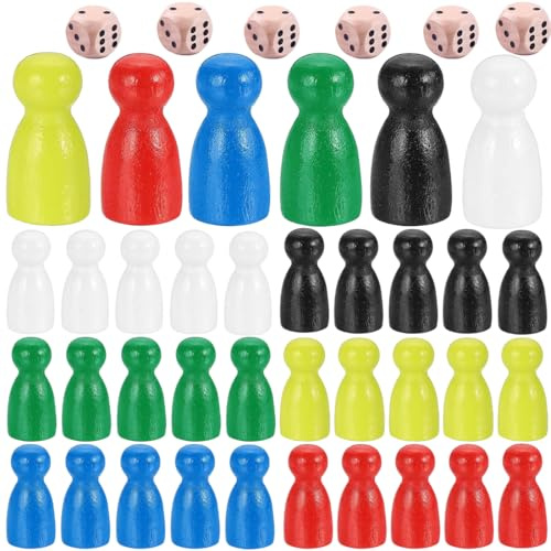 BLPRKOT Pedine Gioco da Tavolo, Set di Pedine Colorate per Giochi da Tavolo, Personaggi Cono in Legno per Giochi Tavolo, Adatto ai bambini