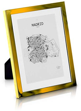 Casa Chic Marco de Fotos 17 x 12 cm, Marcos Fotos Vertical y Horizontal, Marco de Fotos de Pie y para Montar en Pared, Porta Retrato Hecho de Metal y Cristal para Casa y Oficina, Photo Frame