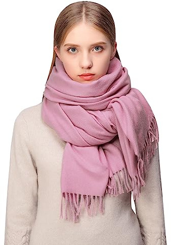 RIIQIICHY Chal Mujer Invierno Bufanda Pashmina Pañuelos grandes foulard fular Estola Poda Fiesta Rosa