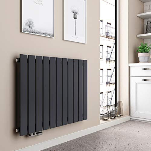 EMKE Radiatore orizzontale 630 x 850 mm - Radiatore piatto - Design - Pannello piatto - Raccordo laterale - Antracite - 618 W
