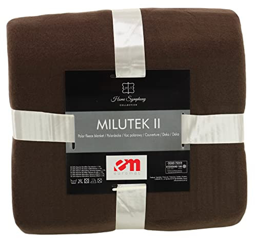 Euromat Polar Fleecedecke Kuscheldecke Sofadecke Wohndecke mit genähte Kante (Braun, 150x200 cm)