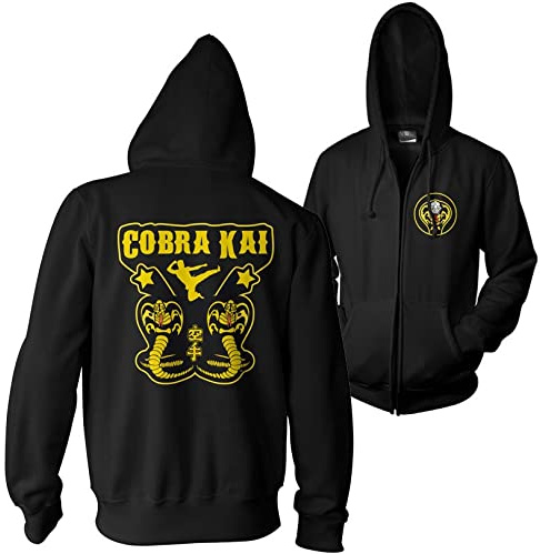 Cobra Kai Offizielles Lizenzprodukt Kickback Zipped Kapuzenpullover (Schwarz), XX-Large