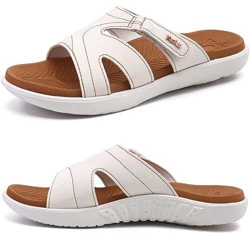 KuaiLu Claquette Femme Orthopédique Mode Legere Soutien Plantaire Sandales | Léger Reglables Confort Yoga Mules Sandals,Semelle Antidérapante Pour La Plage,Piscine,Douche,Voyage