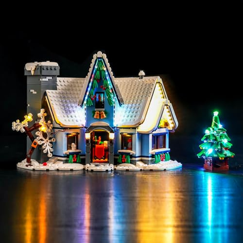 Light Kit for Lego Santa’s Visit 10293, Lighting Set for Lego 10293 Santa’s Visit Christmas Winter Village Collections - Not Include Models, Just Light Kit
