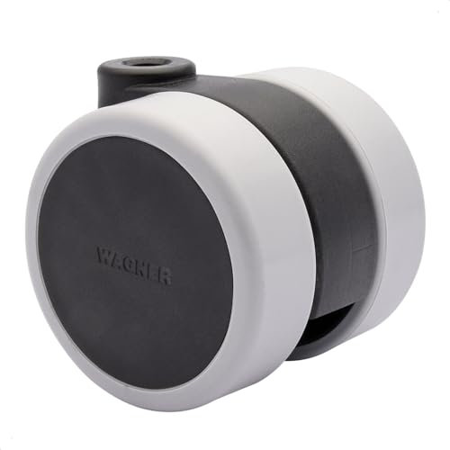 WAGNER 01011601 - Rueda doble para muebles (60 mm de diámetro, 62 mm de altura, capacidad de carga de 50 kg), color negro y gris