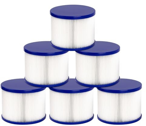 Benfosh Pack of 6 Filter Cartridges for Inflatable Spa, Filter Cartridge Whirlpool for Spa Accessories, Clever Spa Filter 75 x 100 mm Compatible with Gymax Spa for Most Whirlpool Filters