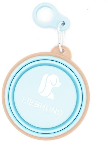 LIEBHUND Falti Small 340ml blau/beige Faltbarer Napf Hundenapf Reisenapf