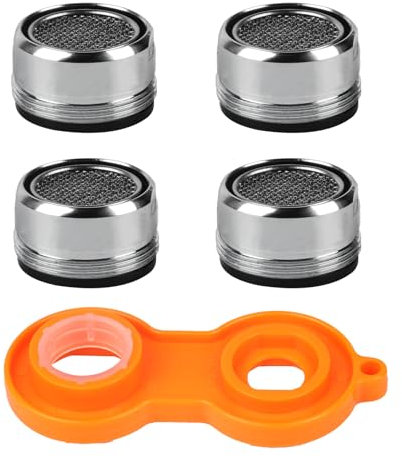 4 Stück Perlatoren für Wasserhähne, Strahlregler M24 Sieb Einsatz Mischdüse Luftsprudler für Küche Bad Filter Siebeinsatz, Mit Perlatoren Schlüssel