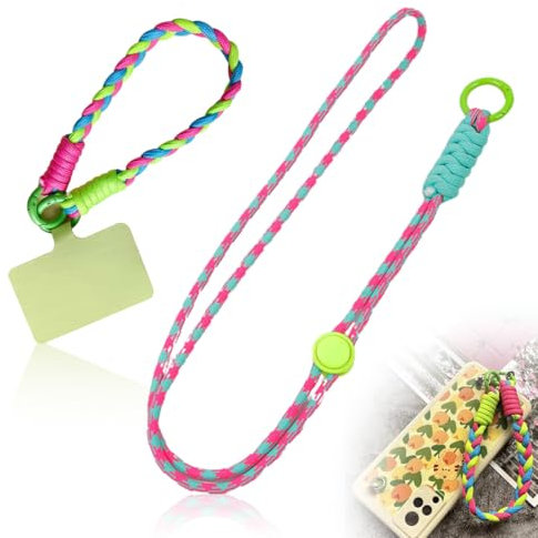2 Peizas Cuerda Para Movil Universales, Cadena con Hebilla Cuerda para Movil, Colgante Movil, Colgante Movil Cuello con Lengüetas de Sujeción, Compatible con Casi Todos Los Modelos de Teléfono (K)