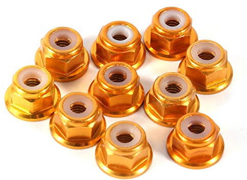 10 Stück M3 Selbstsichernde Aluminiummuttern mit Nyloneinsatz, Sechskant-Kontermutter, Gold, Verhindert Vibrationen, Erstaunlicher Ersatz, Robust und Robust mit Eloxierter