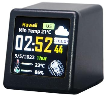 Orologio WiFi per decorazione da scrivania, sveglia con display a colori con tempo, calendario, temperatura, umidità, orologio digitale fai da te, orologio futuristico con previsioni del tempo