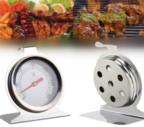 Generic Oven Thermometer, Stainless Steel, Analog, 50-300°C, Reusable, Outdoor, Oven, Thermometer