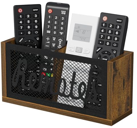 YINMIT Remote Control Holder Wall Mount, TV Remote Holder for Wall, Remote Caddy for Table, Remote Organizer Divided Storage Box for Wall, Table, Living Room, Bedroom