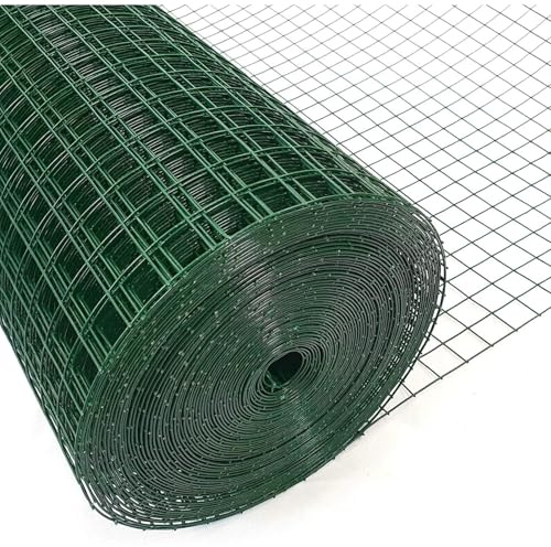 LoviStore Rete Plasticata Elettrosaldata Zincata Metallica Verde, Rotolo 25 mt, Recinzione Rigida Recinto Protezione Plastificata Giardino Balcone Terrazzo, Vari Formati (Verde, h 50 cm)