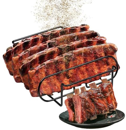 Supporto Per Costine Da Barbecue | Griglie in Acciaio al Carbonio,Porta Bistecche Per Barbecue Cucina All Aperto Campeggio Cottura E Riposo