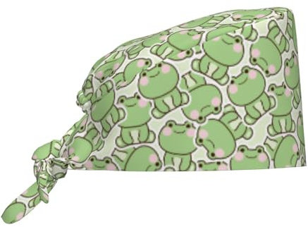 Bonita Rana sentada para quirófano, Gorro quirúrgico Ajustable con Banda para el Sudor y Lazo en la Parte Posterior.