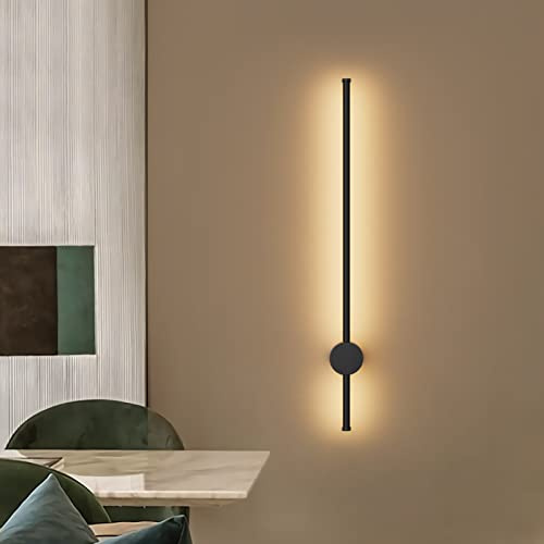 Klighten Lampada da Parete Interno Lunga LED, 81CM/24W Moderna Applique Interno, IP65 Luci da Parete Esterno in Alluminio, per Soggiorno Scala Corridoio, Bianco Caldo 3000K, Nero