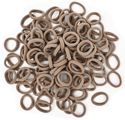 100 Elastici per Capelli Bambina, Mini Accessori per Capelli Morbidi per Ragazze, Bambini e Donne (Marrone)