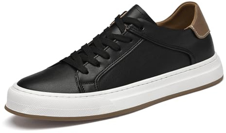 Scarpe da ginnastica da uomo in vera pelle di modo scarpe da ginnastica retrò semplici da lavoro casual per uomo, Nero , 39 2/3 EU