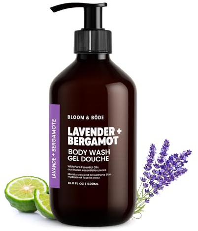 Bloom & Bōde Lavender + Bergamot Body Wash Gel With Pure Essential Oils, Aloe & Glycerin – Sulfate-Free, Plant-Based & Calming – Gentle Daily Cleanse – No Dyes/No Artificial Scents, 16.9 fl oz